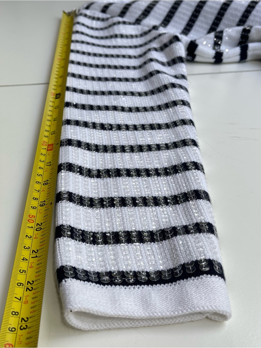 NWOT Boston Proper Navy & White Sequins Stripe Button Front Cardigan XL - Picture 15 of 16
